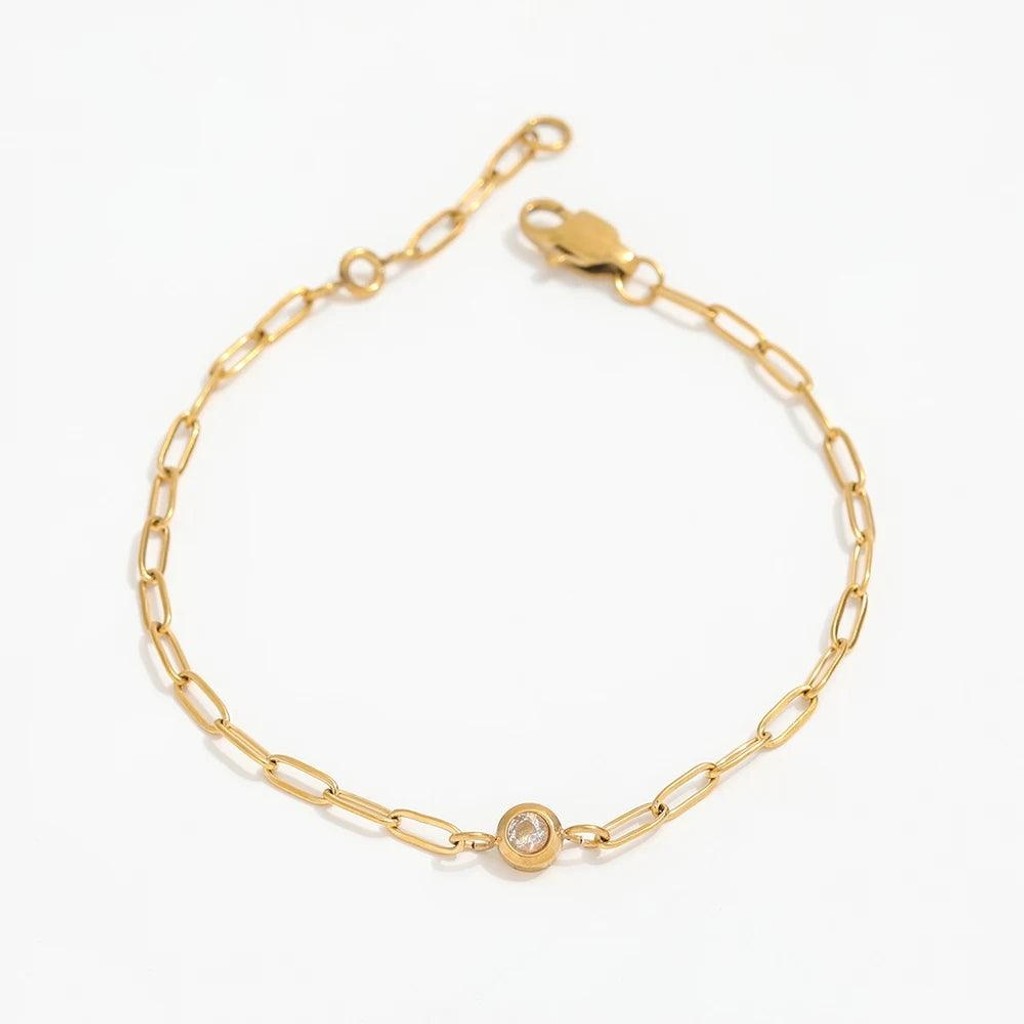 muun studios Mira Zirkon Paperclip Armbånd - 18K Guldbelagt Bracelet 18K Gold Plated