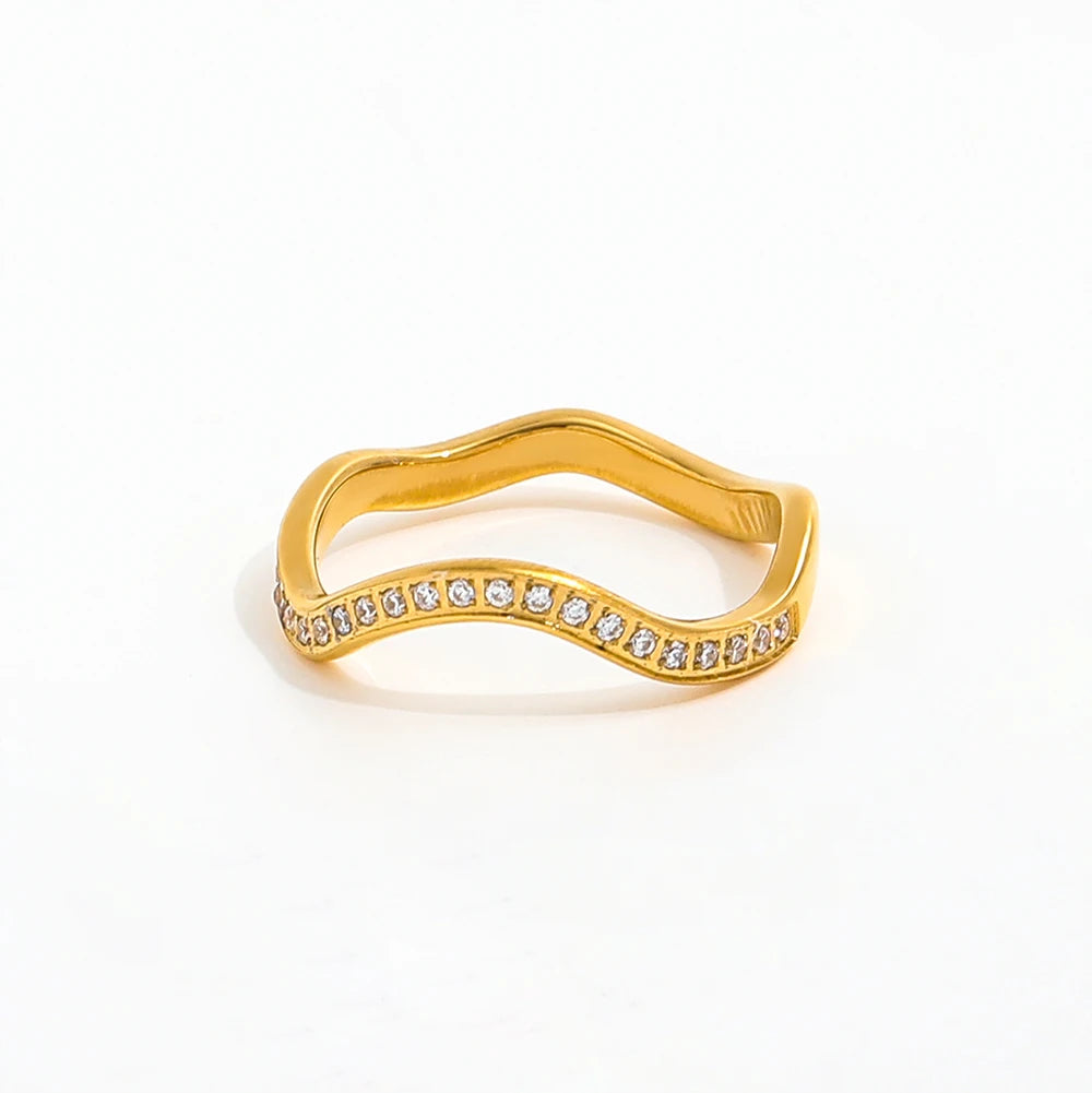 Wave Zirkon Ring 18k Guldbelagt