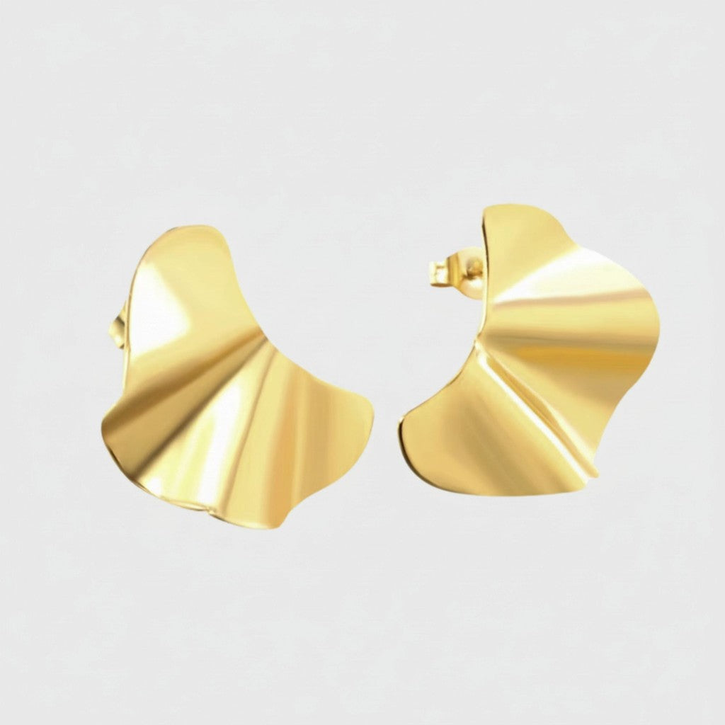 muun studios Bel wave Bel Zircon Earrings - 18K Gold Plated Earring