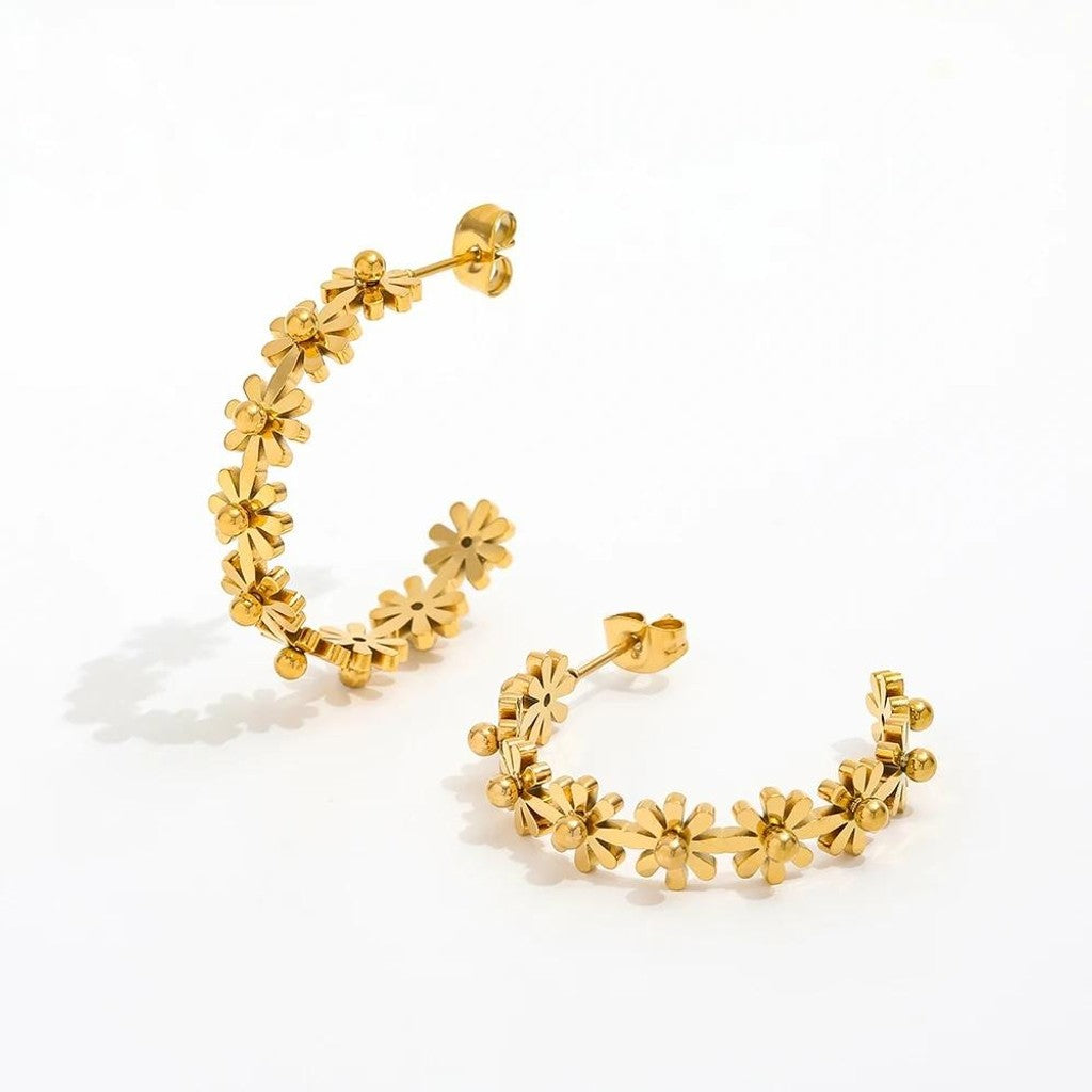 muun studios Burst Dot Blomster Øreringe - 18K Guldbelagt Earring 18K Gold Plated