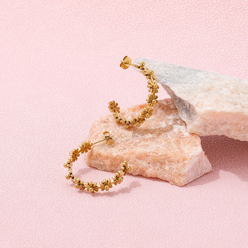 muun studios Burst Dot Blomster Øreringe - 18K Guldbelagt Earring