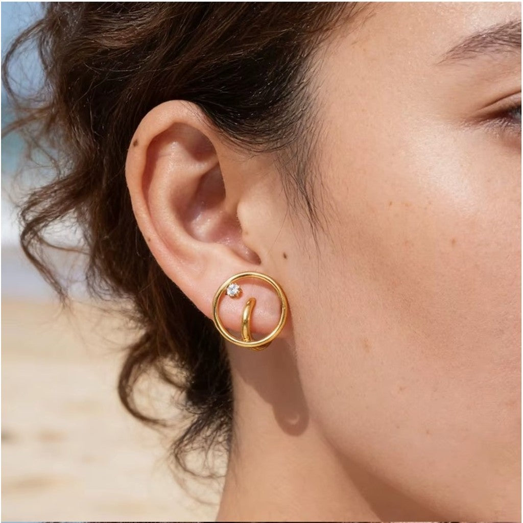 muun studios Ella double circle earring 18k Earring