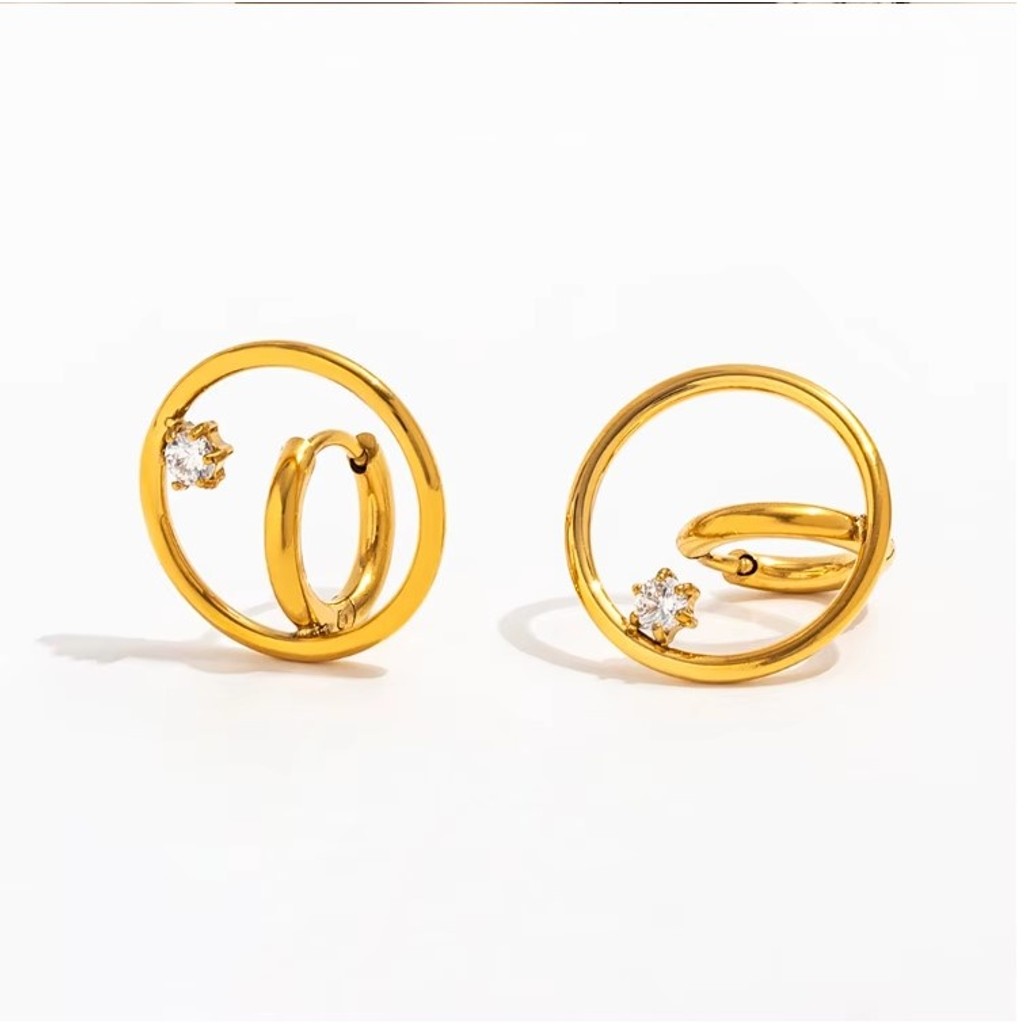 muun studios Ella double circle earring 18k Earring 18K Gold Plated