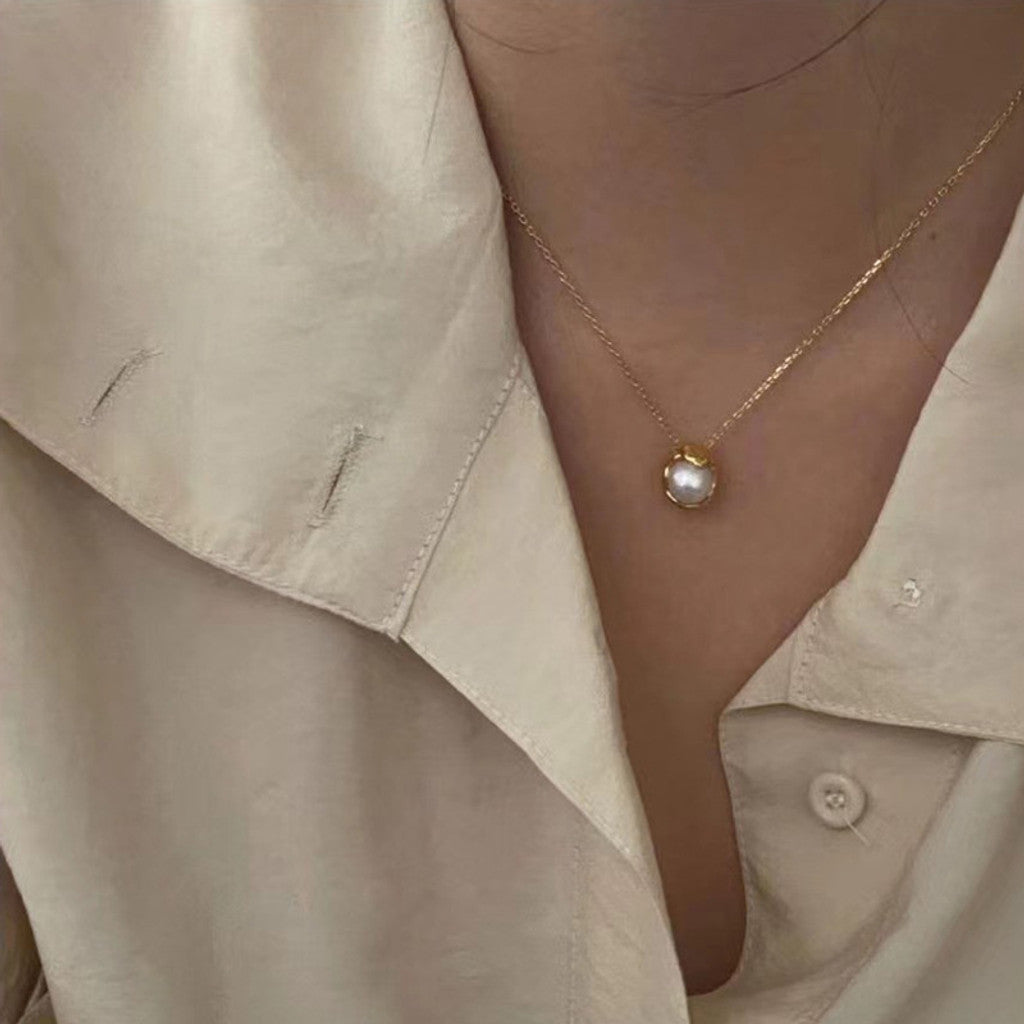 muun studios Emmie Pearl Necklace – 18K Gold Plated Necklace