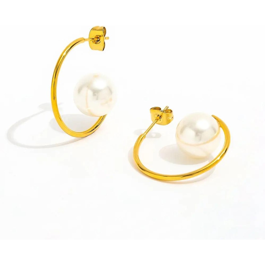 muun studios Fenja Perle Øreringe - 18K Guldbelagt Earring 18K Gold Plated