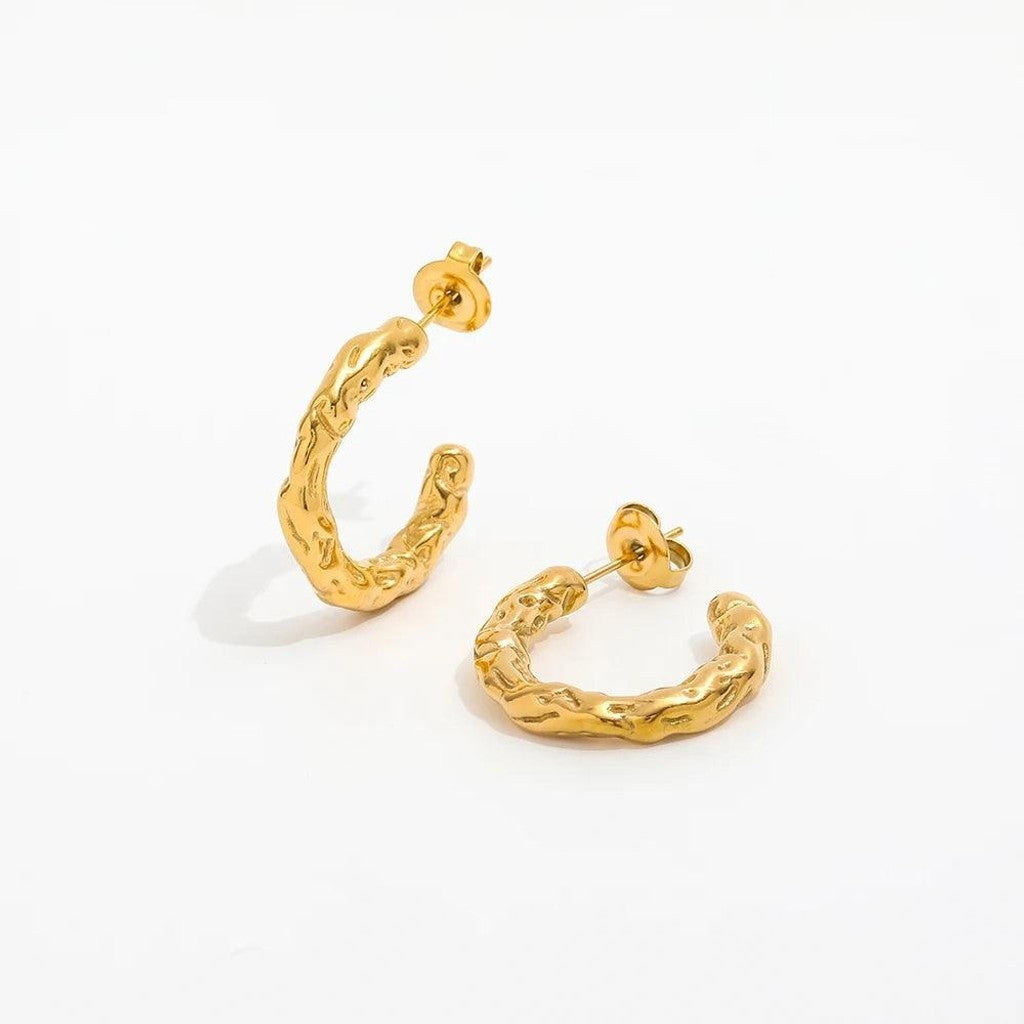 muun studios Fia Tekstureret Øreringe - Lille - 18K Guldbelagt Earring 18K Gold Plated