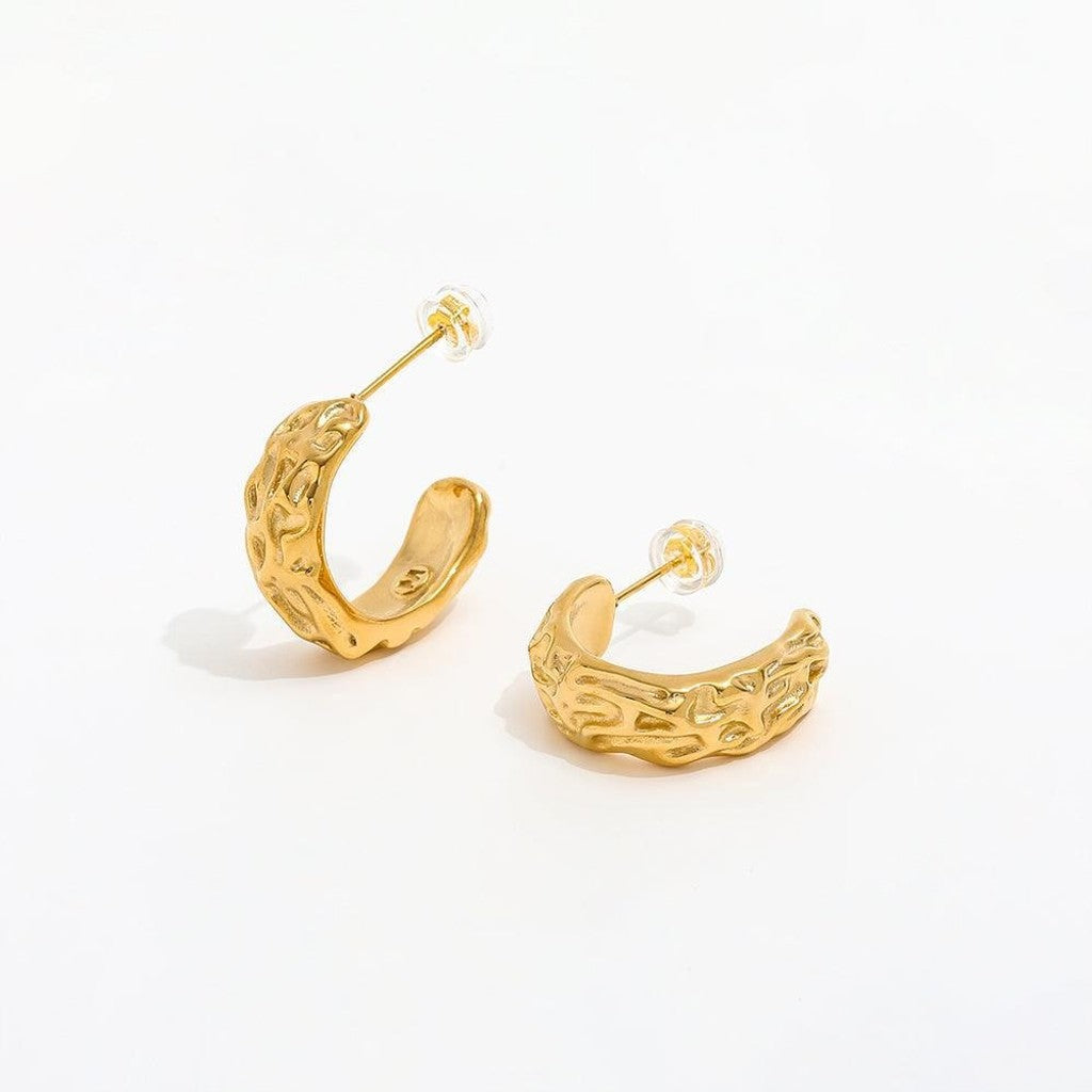muun studios Fia Tekstureret Øreringe - Stor - 18K Guldbelagt Earring 18K Gold Plated