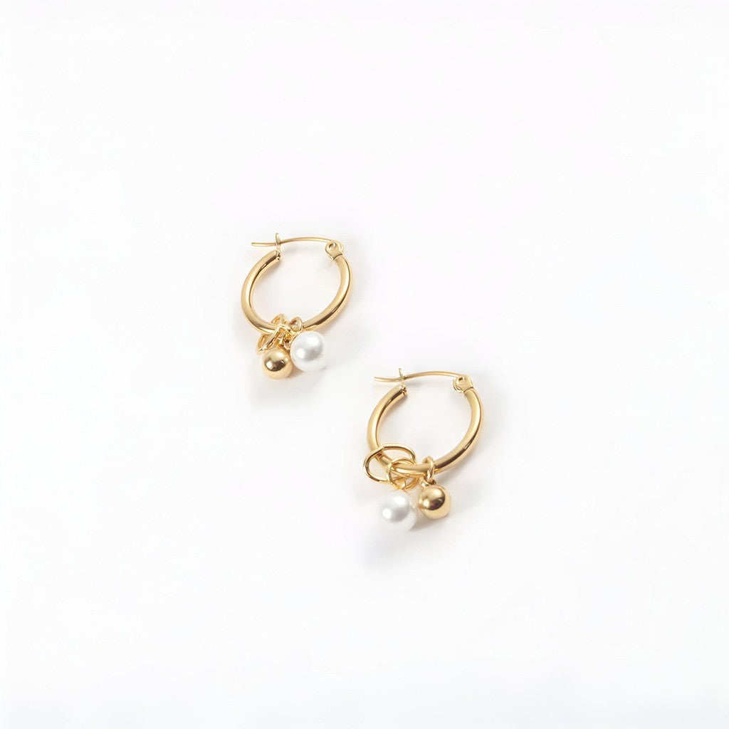 muun studios Klara 2-i-1 Perle Øreringe - 18K Guldbelagt Earring 18K Gold Plated