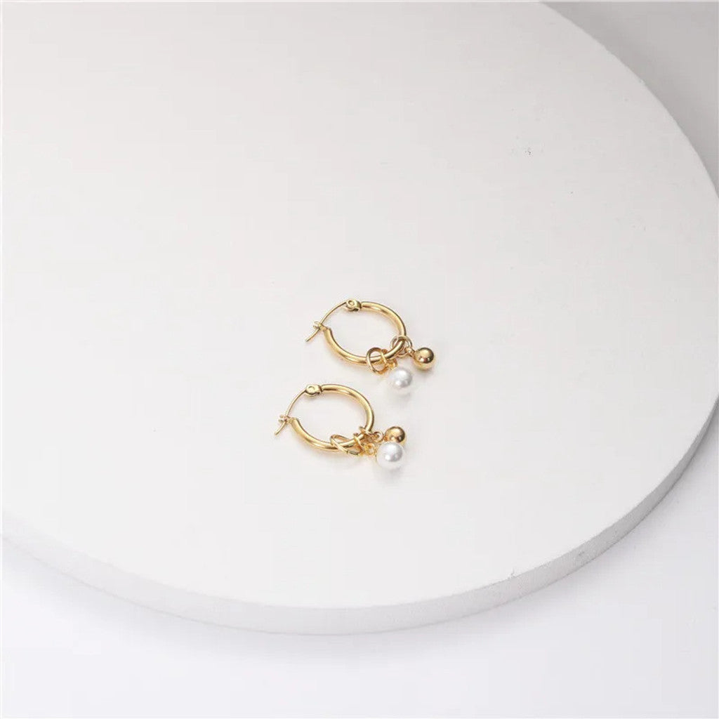 muun studios Klara 2-i-1 Perle Øreringe - 18K Guldbelagt Earring
