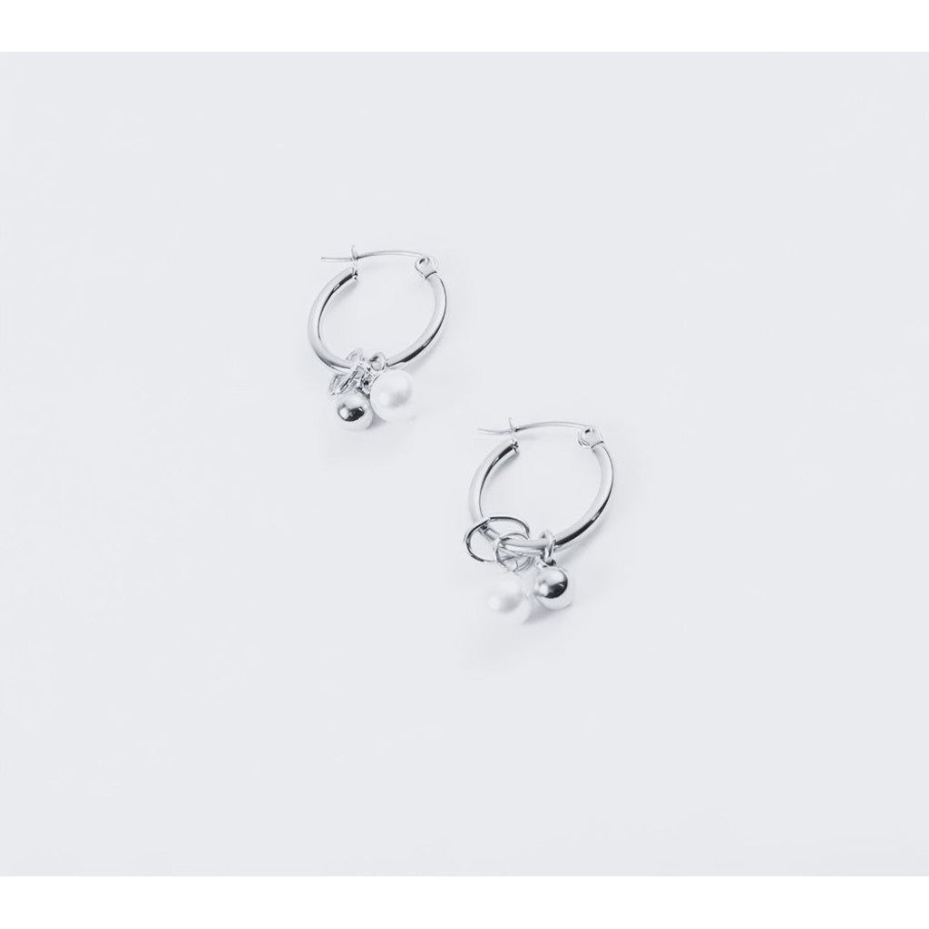 muun studios Klara 2-i-1 Perle Øreringe - Rustfrit Stål Earring Stainless Steel