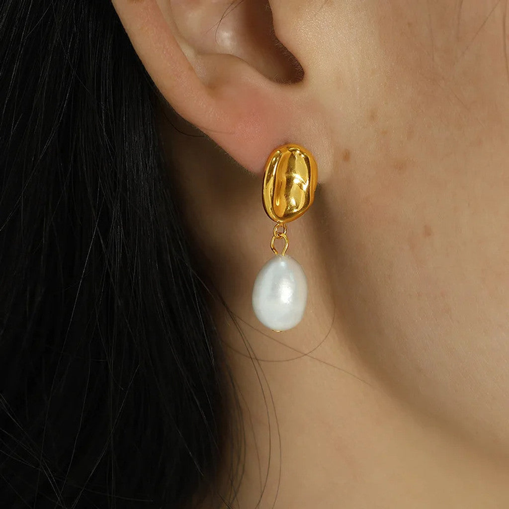 muun studios Luca Perle Øreringe - 18K Guldbelagt Earring