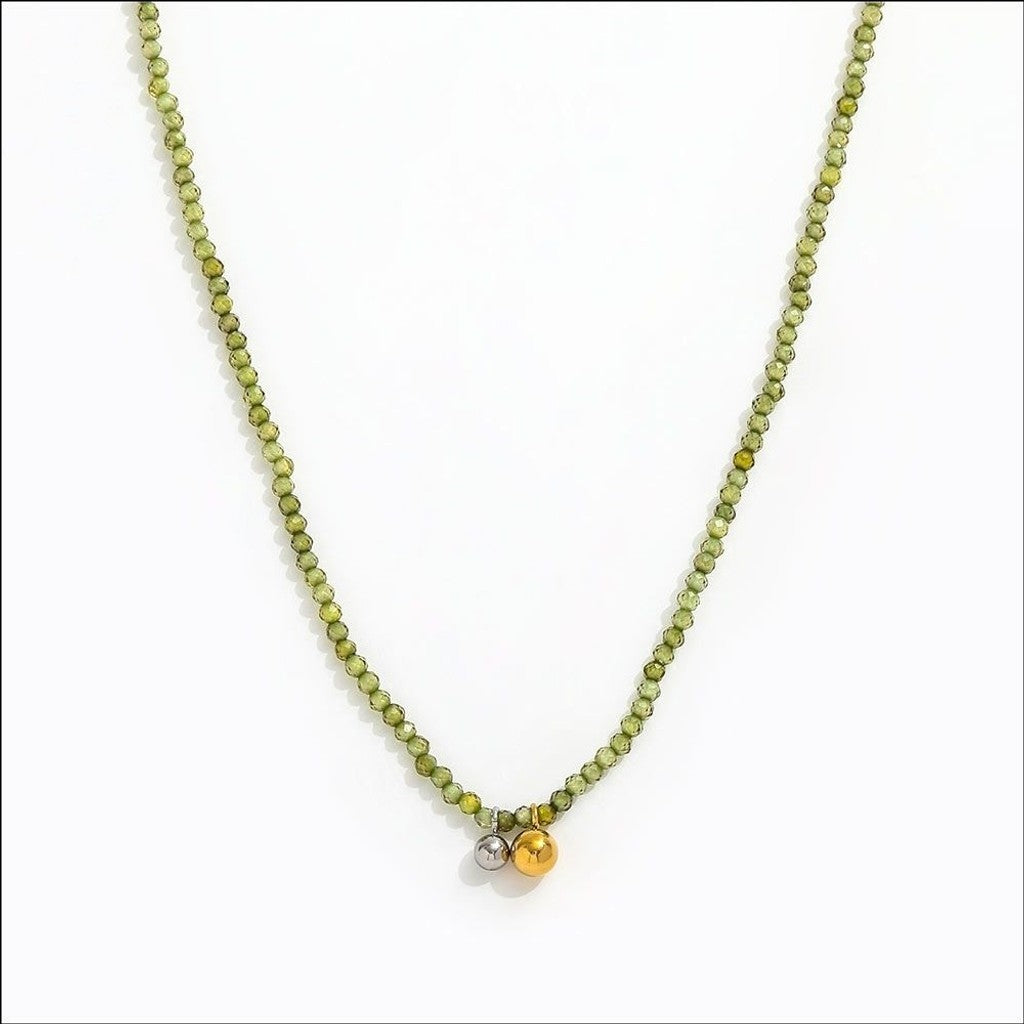 muun studios Luna - Grøn perle halskæde Necklace 18K Gold Plated