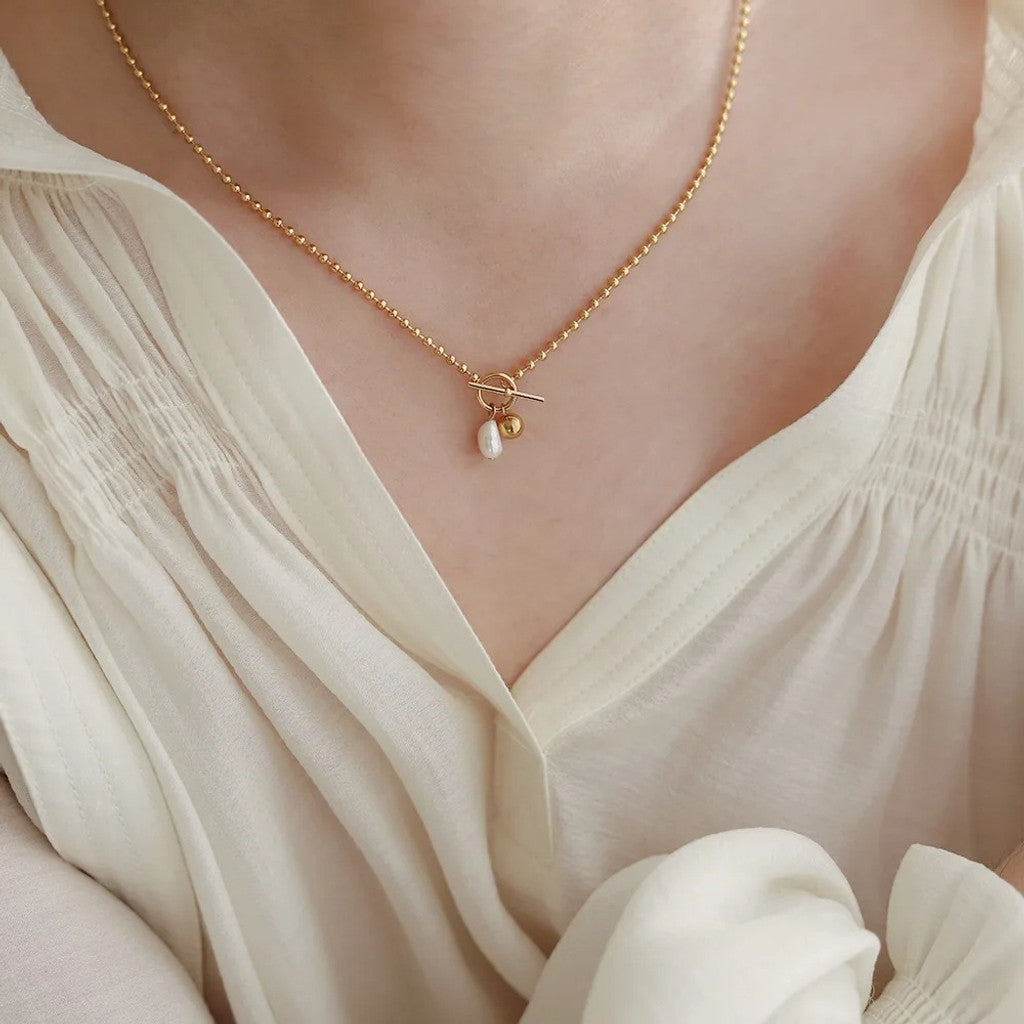 muun studios Noella Perle Halskæde - 18K Guldbelagt Necklace