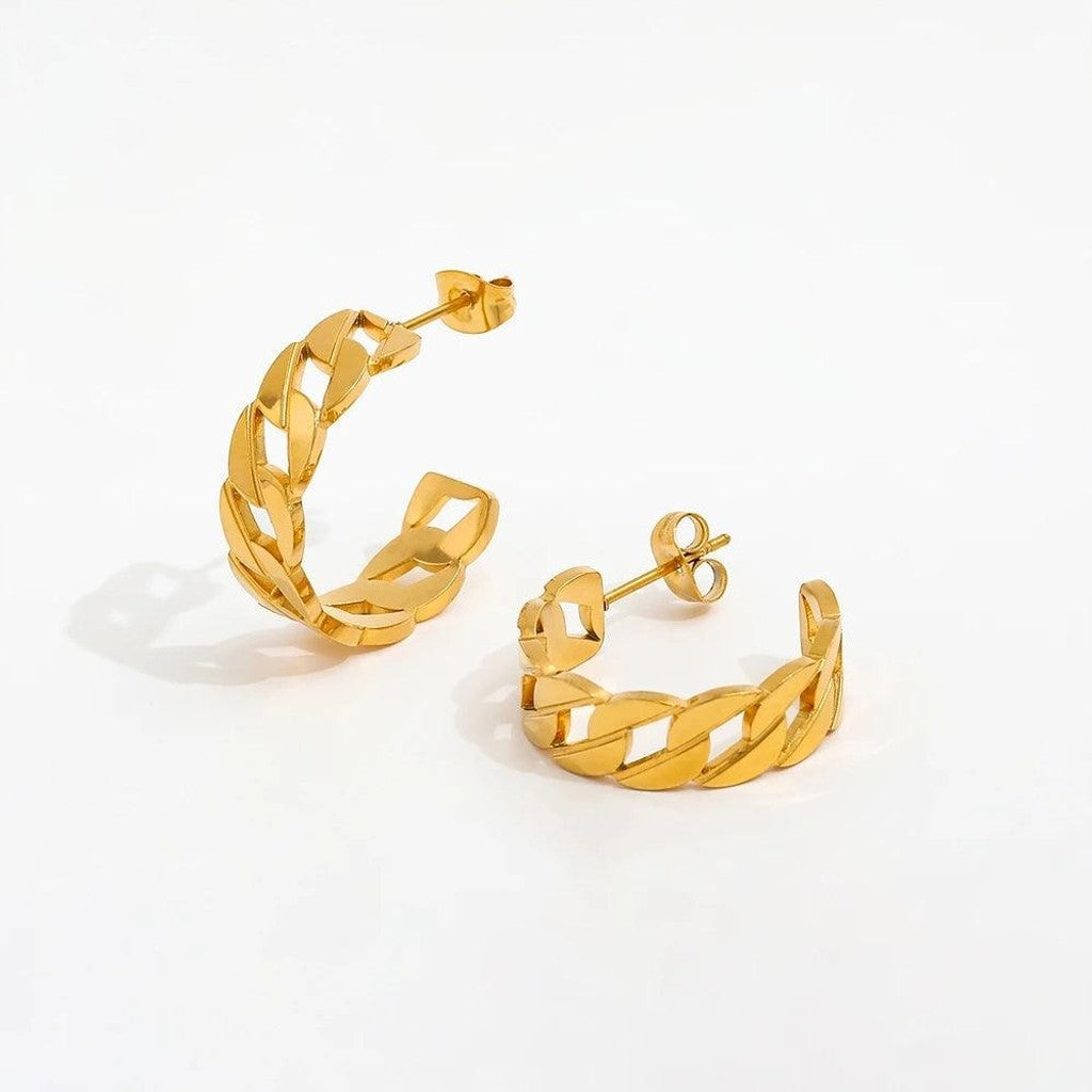 muun studios Rosa Link Øreringe - 18K Guldbelagt Earring 18K Gold Plated
