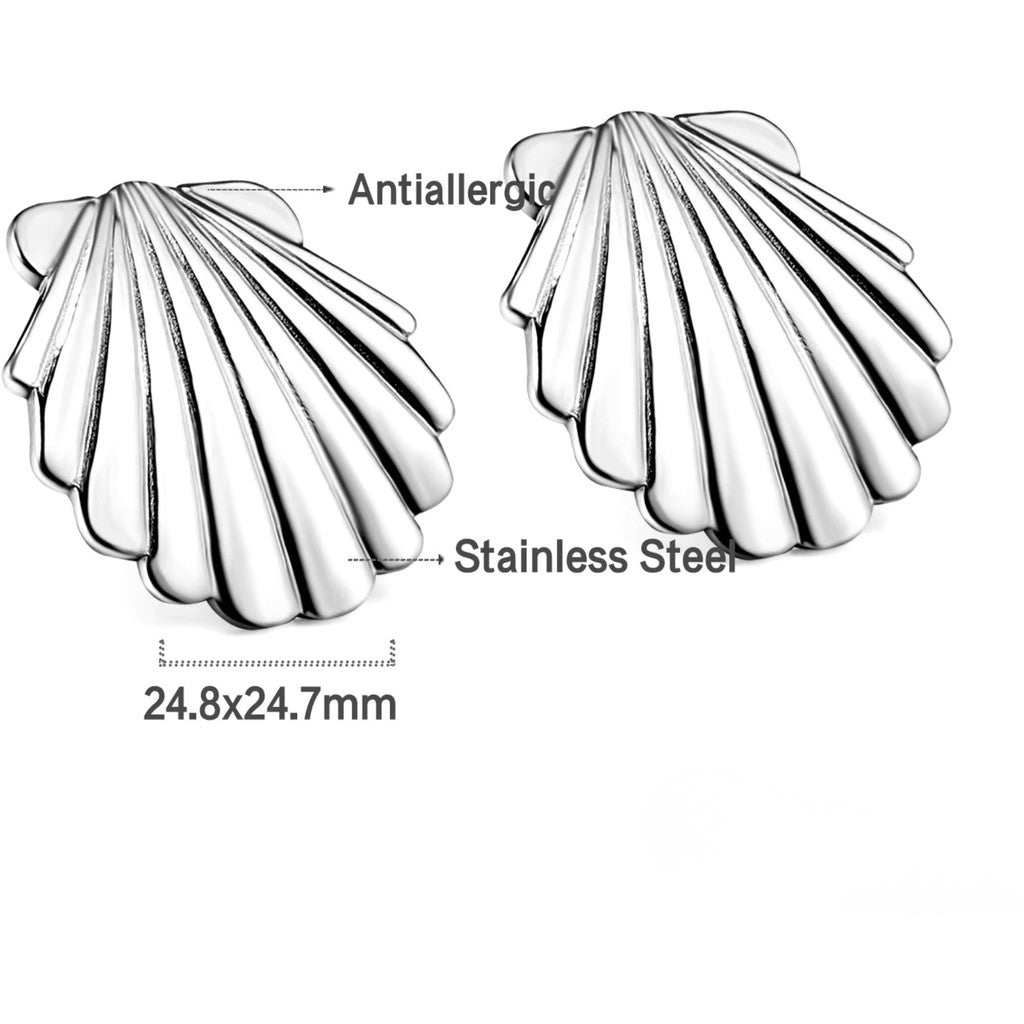 muun studios Sys seashell Earrings - Lira Figaro Bracelet - Stainless Steel Earring