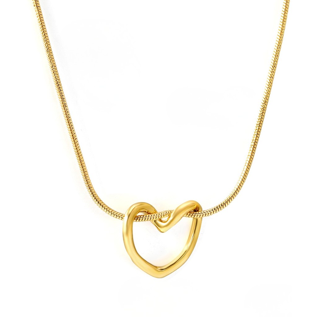 muun studios Tweed Heart Necklace – 18K Gold Plated Stainless Steel Necklace