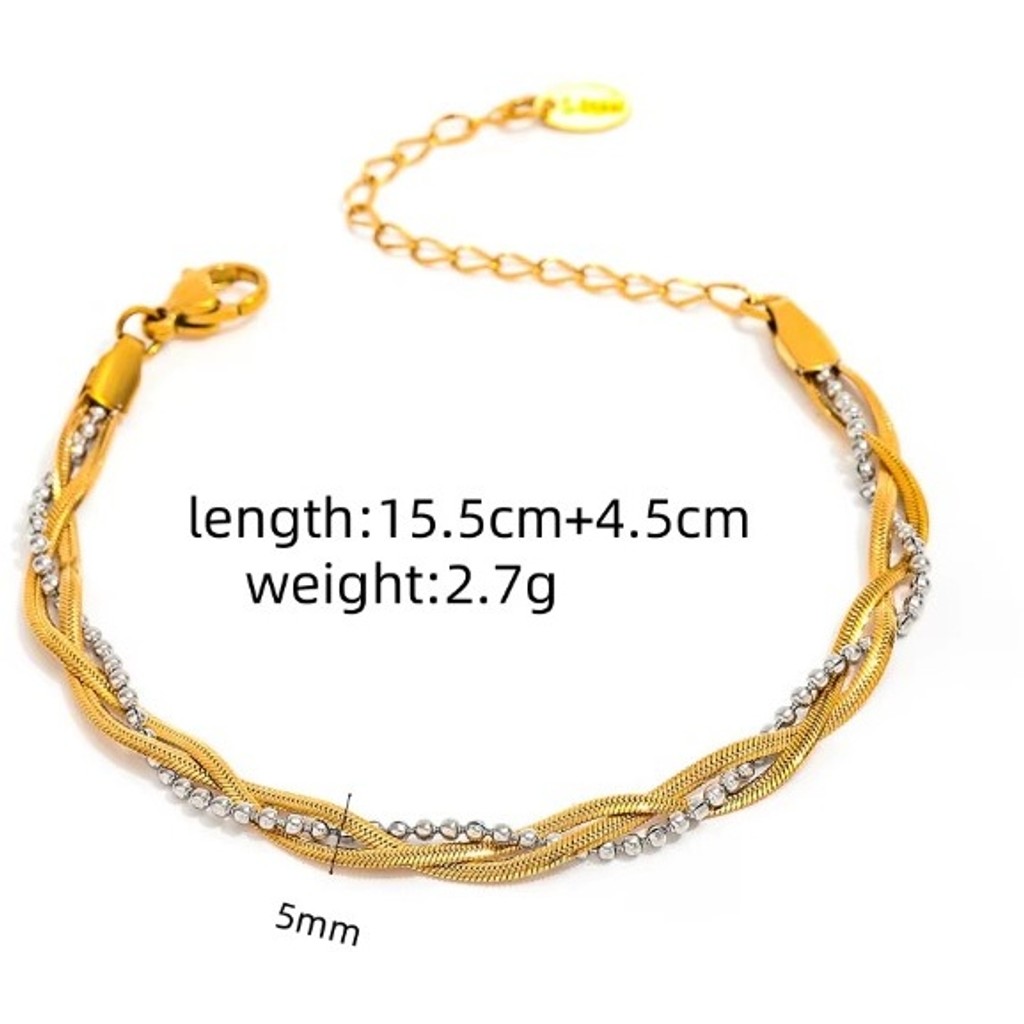 muun studios Velin Two-tone Armbånd - 18K Guldbelagt & Rustfrit Stål 