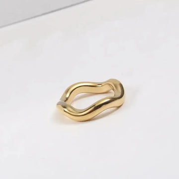 Bølget Wavy Tyk Ring 18K Guldbelagt - muun studios