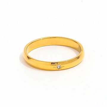 Single Zirkon Ring 18k Guldbelagt