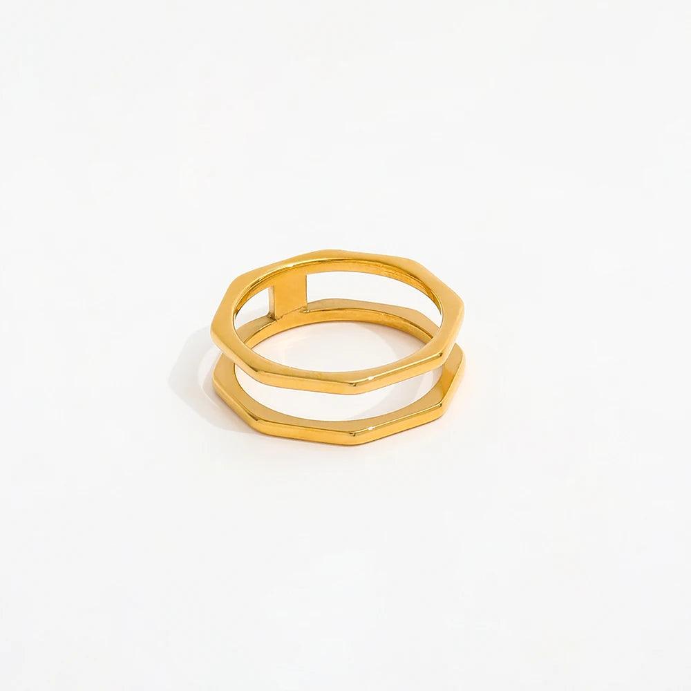 Octagon Ring 18k Guldbelagt