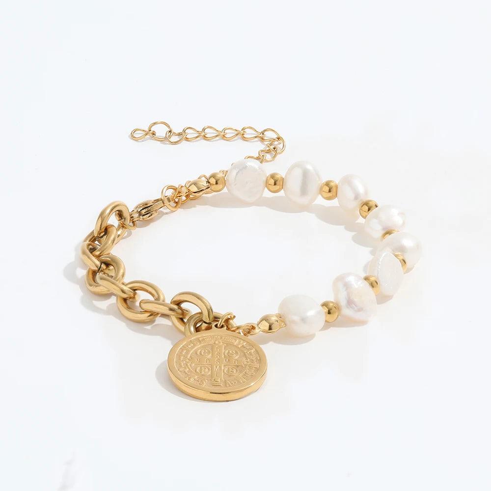 Pearl Coin Armbånd 18K Guldbelagt - muun studios