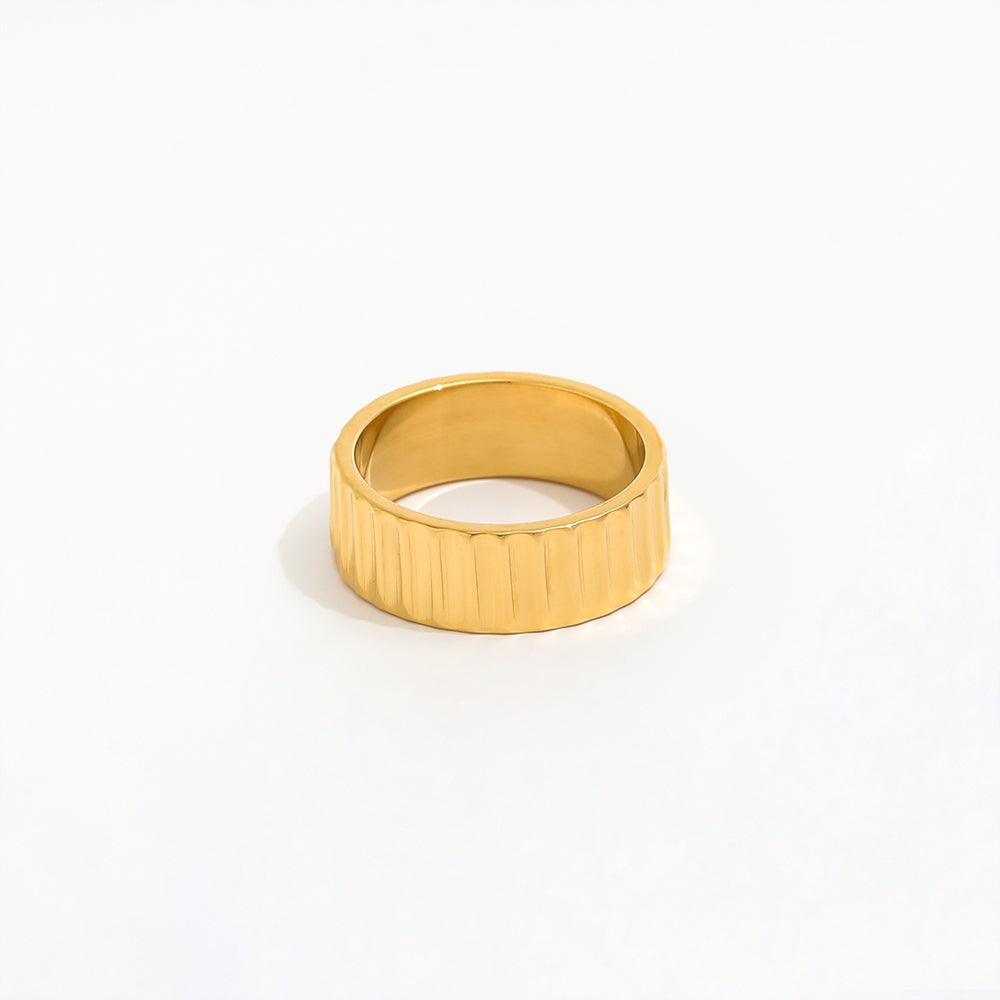 Stripe Band Ring 18K Guldbelagt - muun studios - Prisvenlige Smykker - Hurtig forsendelse