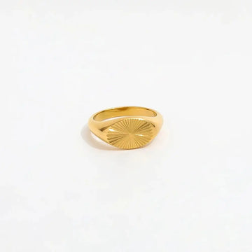 Sun Signet Oval Ring 18K Guldbelagt - muun studios