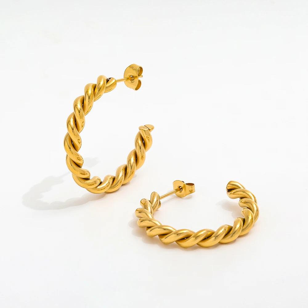 Twisted Hoop Ørering 18K Guldbelagt - muun studios