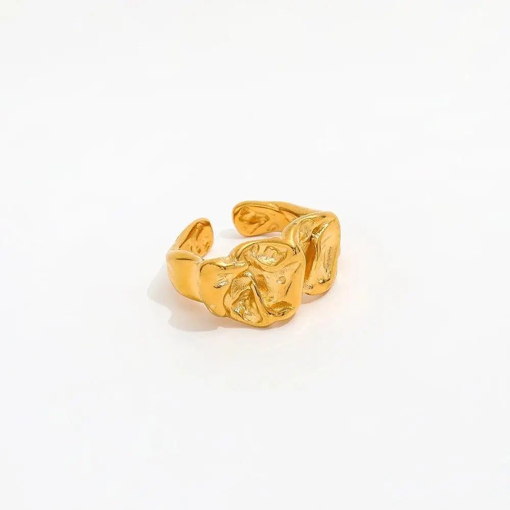 Wrinkle Chunky Ring 18K Guldbelagt - muun studios