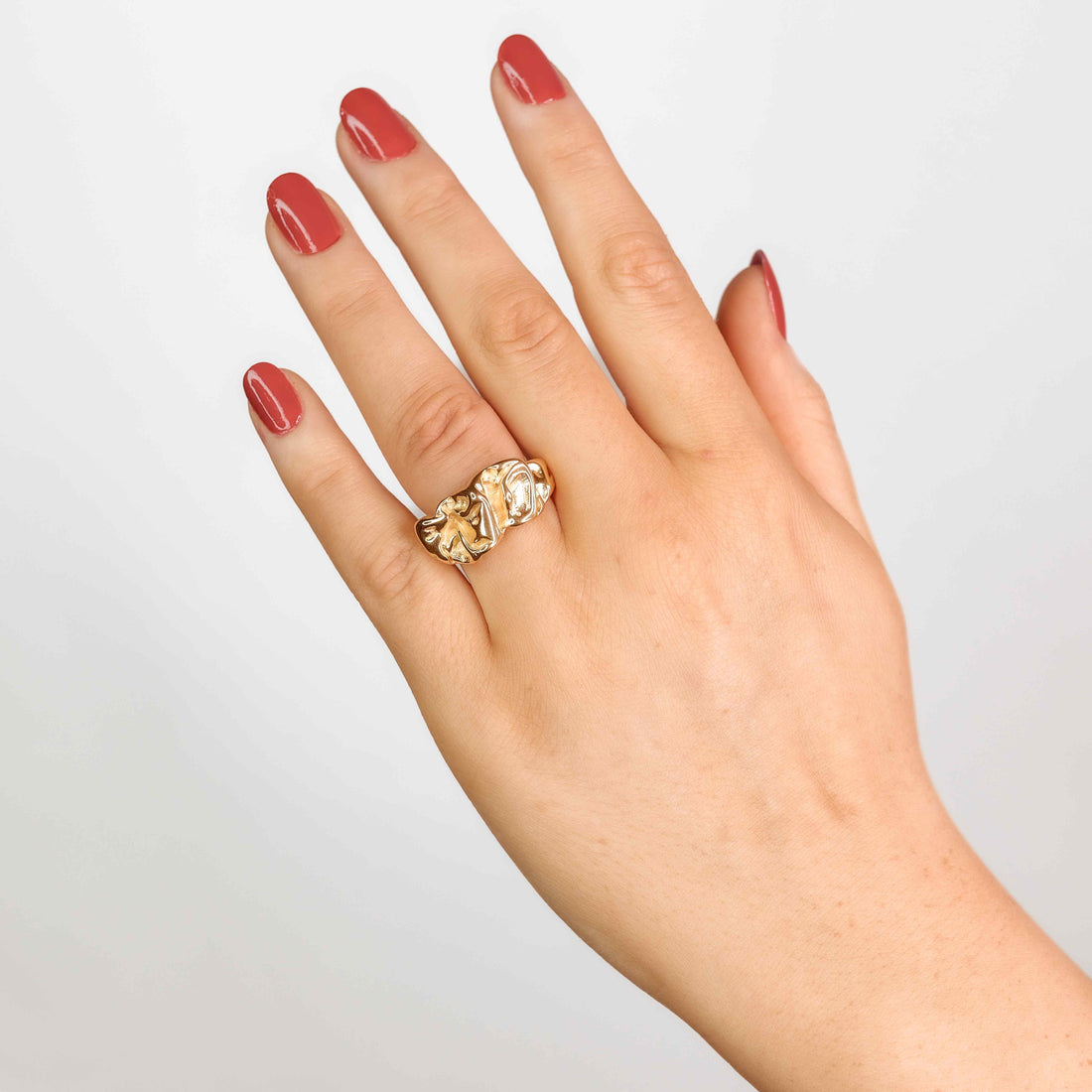 Wrinkle Chunky Ring 18K Guldbelagt - muun studios